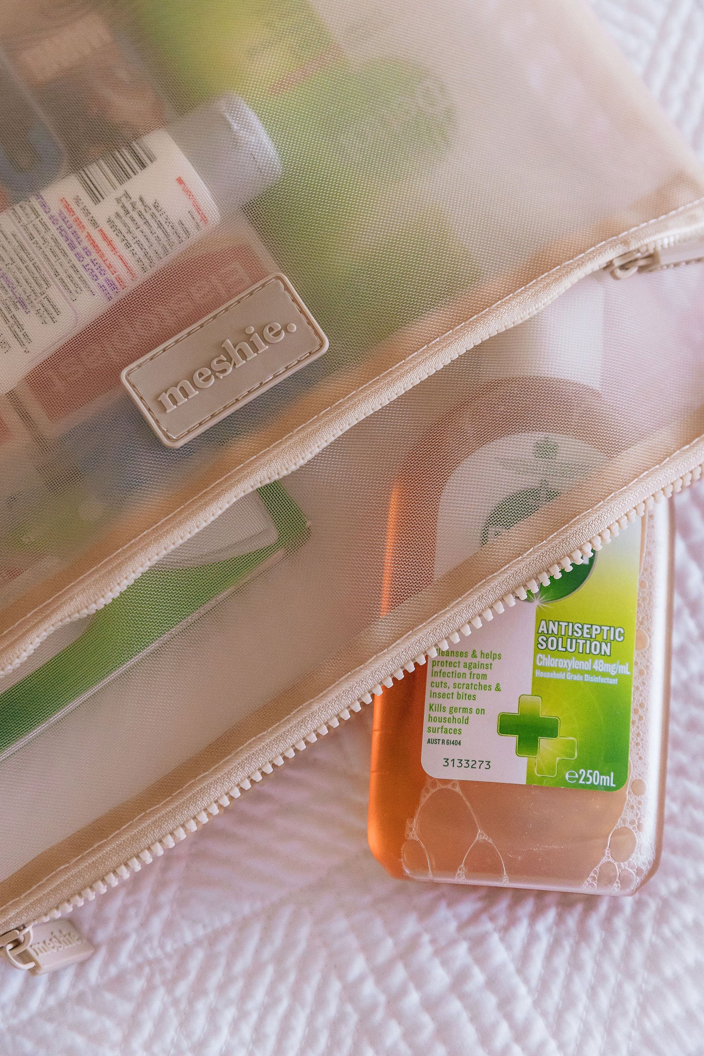 Beige Dual Pocket Meshie Pouch