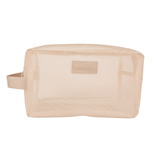 Beige Rectangle Meshie Pouch