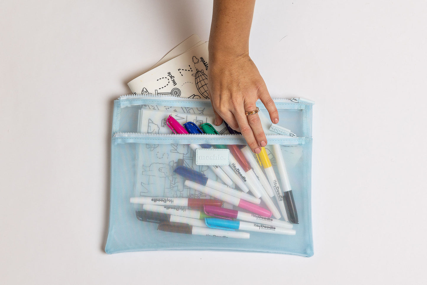Blue Dual Pocket Meshie Pouch