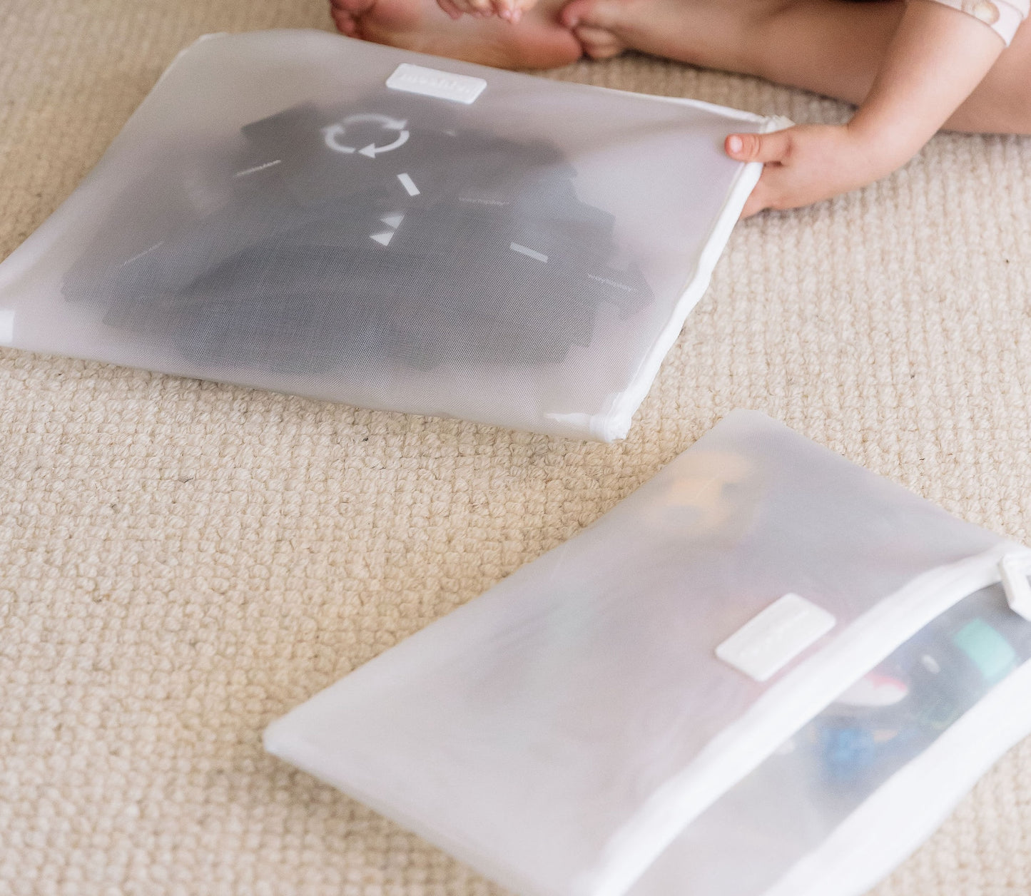 White Dual Pocket Meshie Pouch