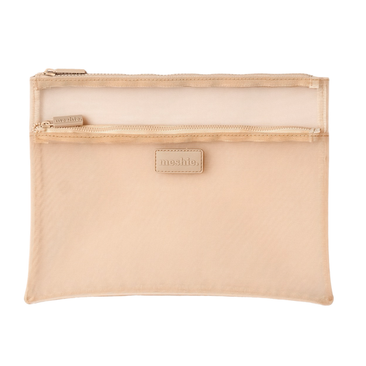 Beige Dual Pocket Meshie Pouch