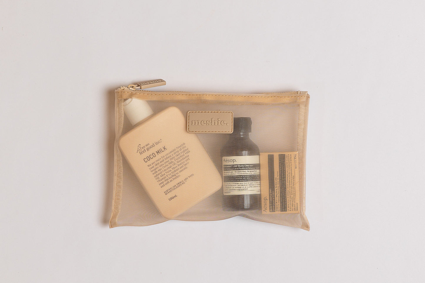 Beige Small Meshie Pouch