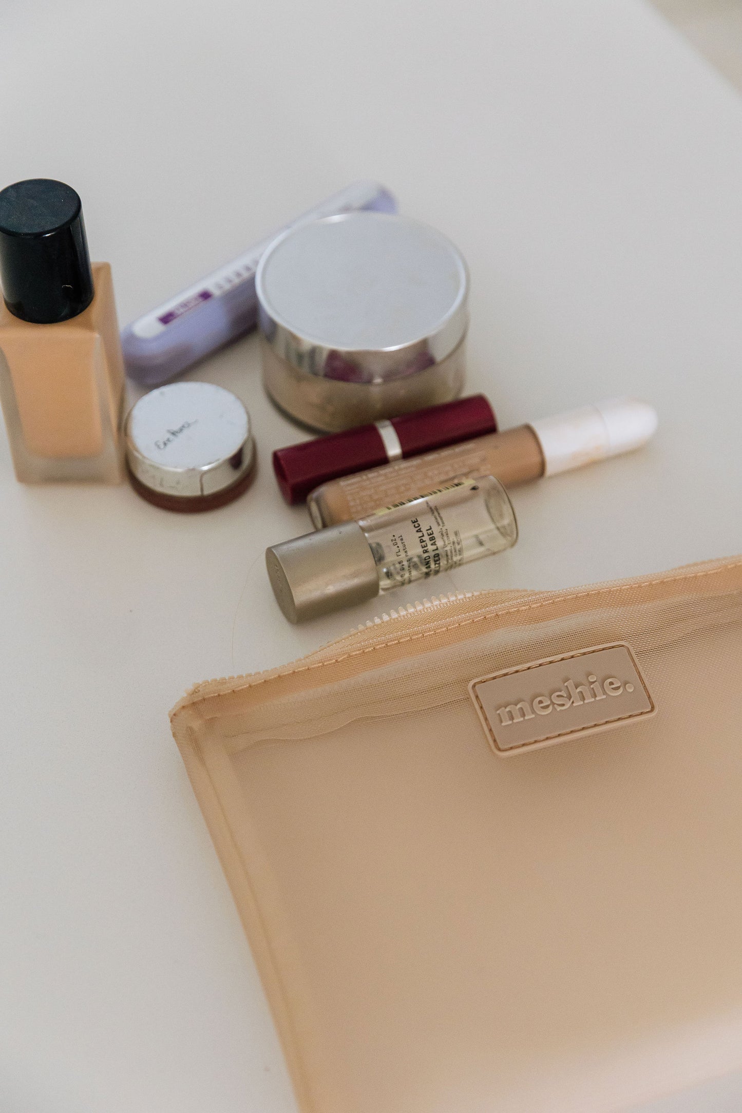Beige Small Meshie Pouch