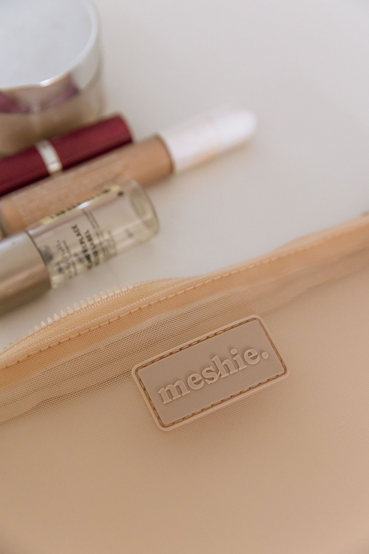 Beige Small Meshie Pouch