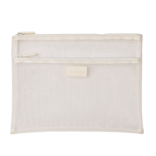White Dual Pocket Meshie Pouch